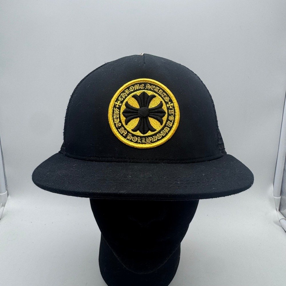 Chrome Hearts Made‎ In Hollywood Trucker Hat Black Yellow Snapback OS #054